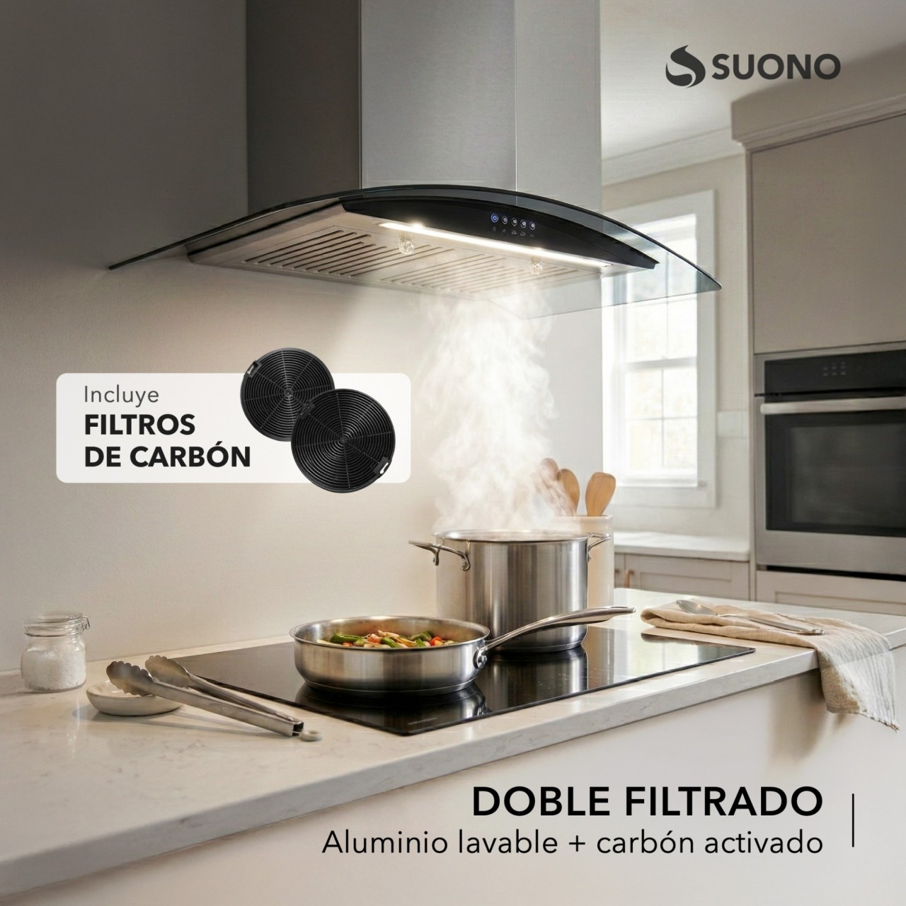 Campana 200W Cubretubo x2 ACERO